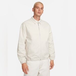 Nike Life Men's Woven Harrington Jacket Cream Zip Up Twill